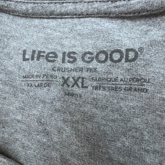 Life Is Good Men's XXL Crusher Tee Gray Running Dog Graphic T-Shirt Casual - Picture 2 of 9